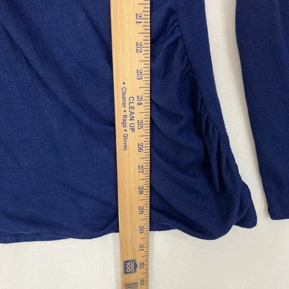 New 41 Hawthorn Surplice Wrap Knit Top XXL Navy Long Sleeve Ruched Preppy - Picture 4 of 9